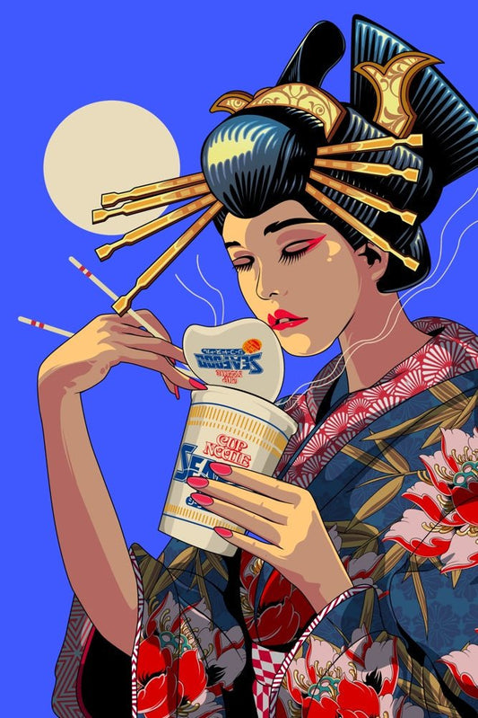 V2 Ramen Noodle Geisha Plexi Glass Wall Art - HeyMoonly - V1Tech