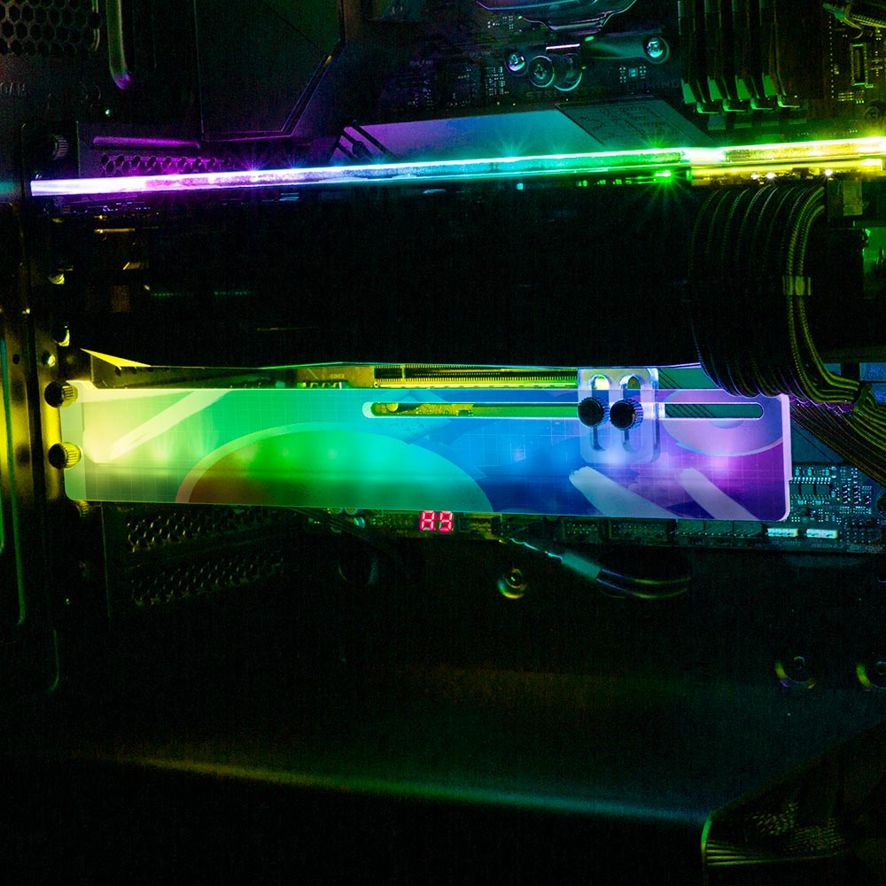 Vaporswavey RGB GPU Support Bracket - Devil May Create - V1Tech