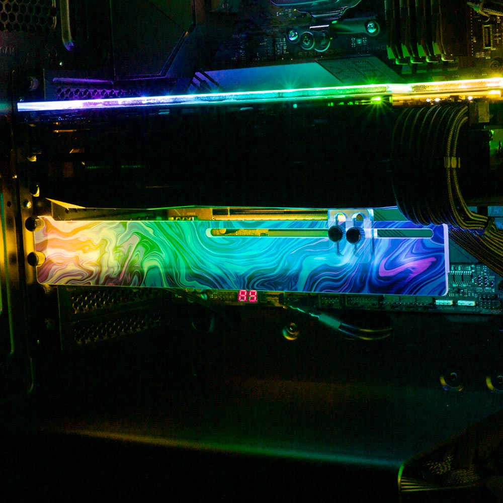Vaporwave Fluid RGB GPU Support Bracket - Geoglyser - V1Tech