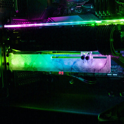 White Marble RGB GPU Support Bracket - V1Tech
