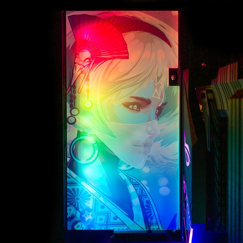 Witch Geisha Lian Li O11 and Dynamic and XL Rear Panel Plate Cover with ARGB LED Lighting - HeyMoonly - V1Tech