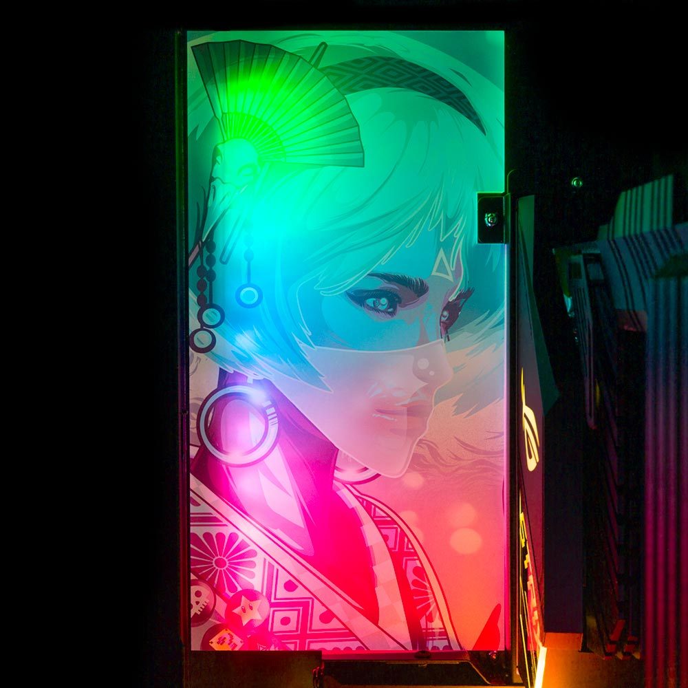 Witch Geisha Lian Li O11 and Dynamic and XL Rear Panel Plate Cover with ARGB LED Lighting - HeyMoonly - V1Tech